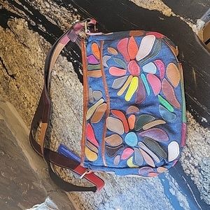 AmeriLeather Tansy Leather Mini Crossbody in Blue